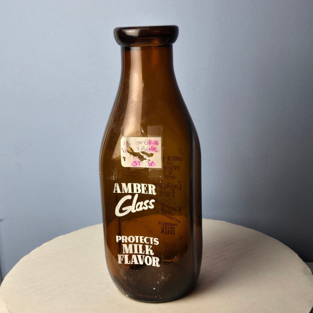 Amber‎ Milk Bottle, Winnisquam Farms Waterbury, VT
